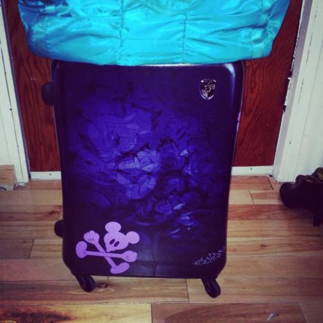 Can you see the faint Mickey image in the dark purple that I copied and added in lilac vinyl to stand out at the airport.